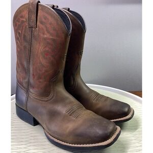 Ariat Quickdraw Boys Western Brown W/red Cowboy Boots Rodeo 10004853 Size 5